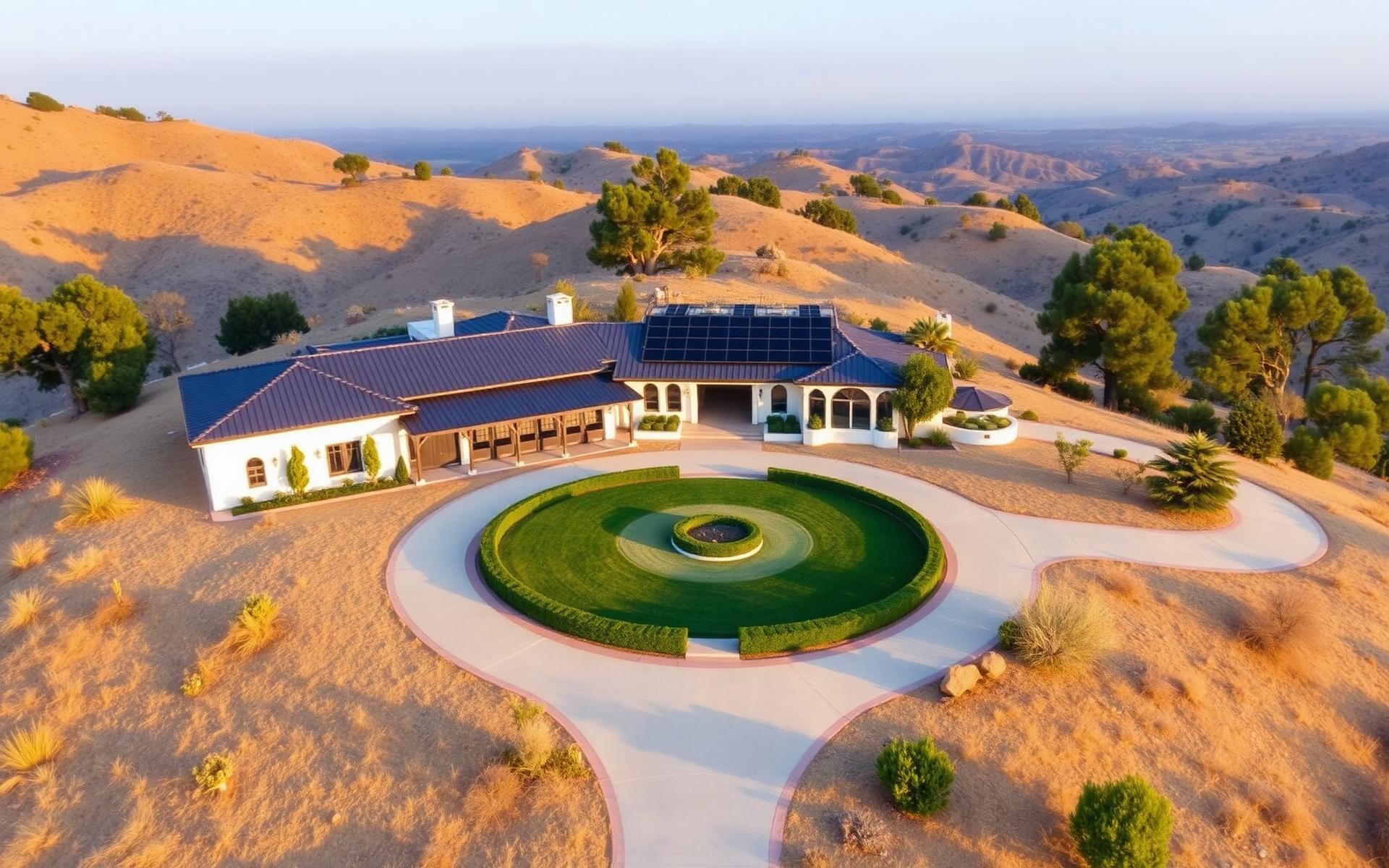 Aerial view of the estate and motor court