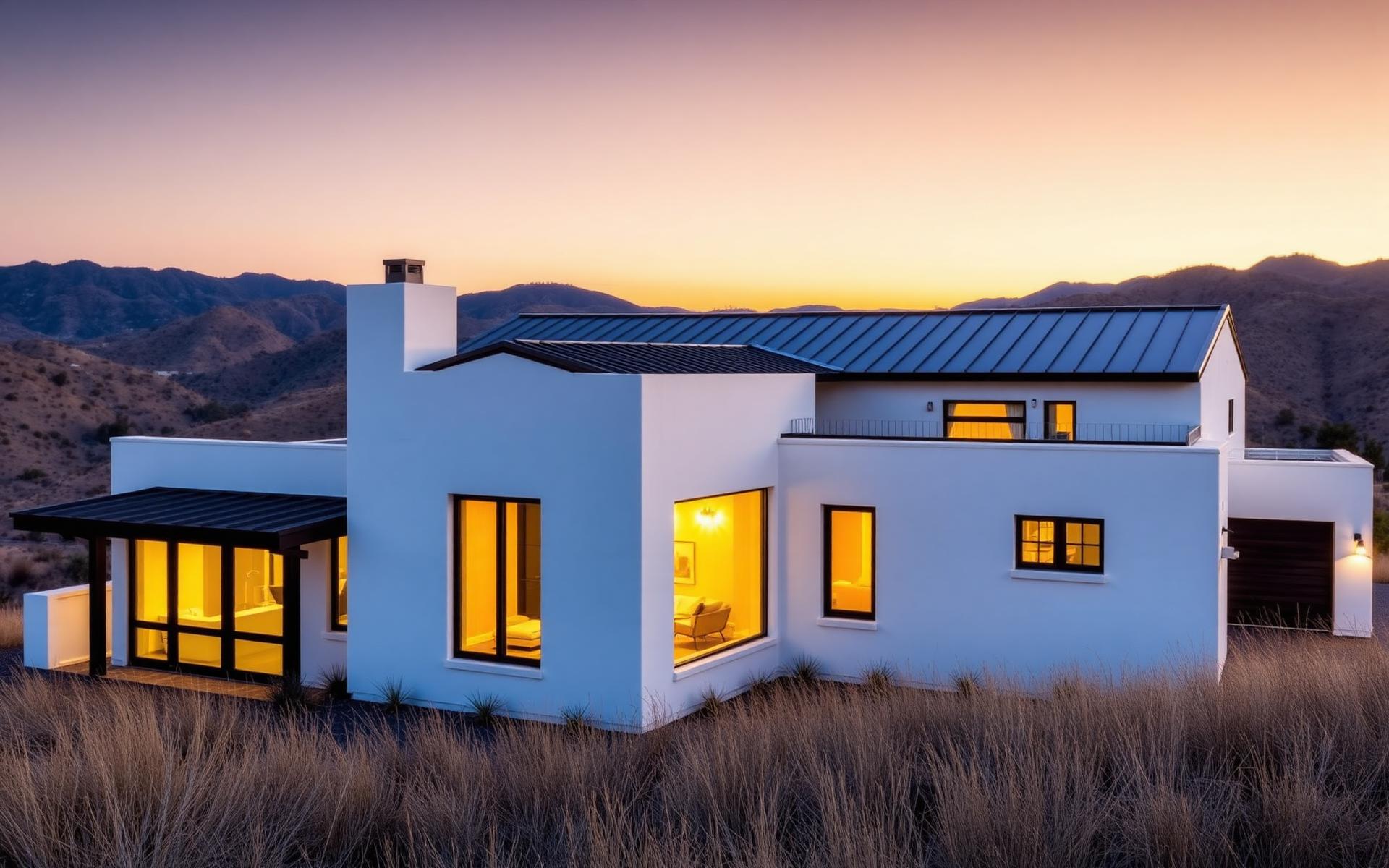 Twilight exterior of The Canyon Ridge Estate